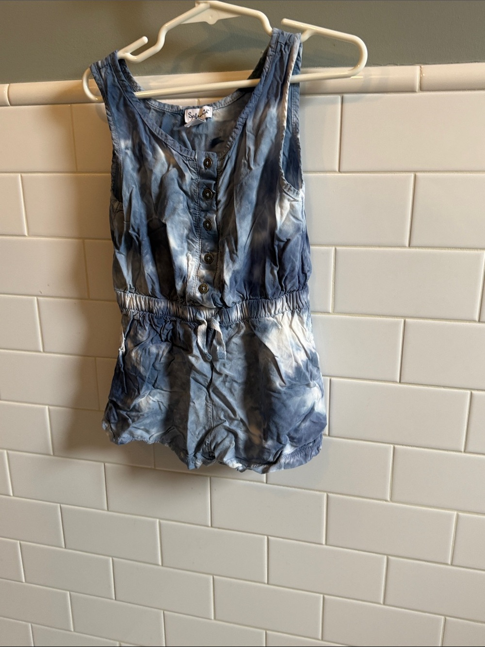 Splendid Tie-Dye Blue Sleeveless Romper with Button Front size 4
